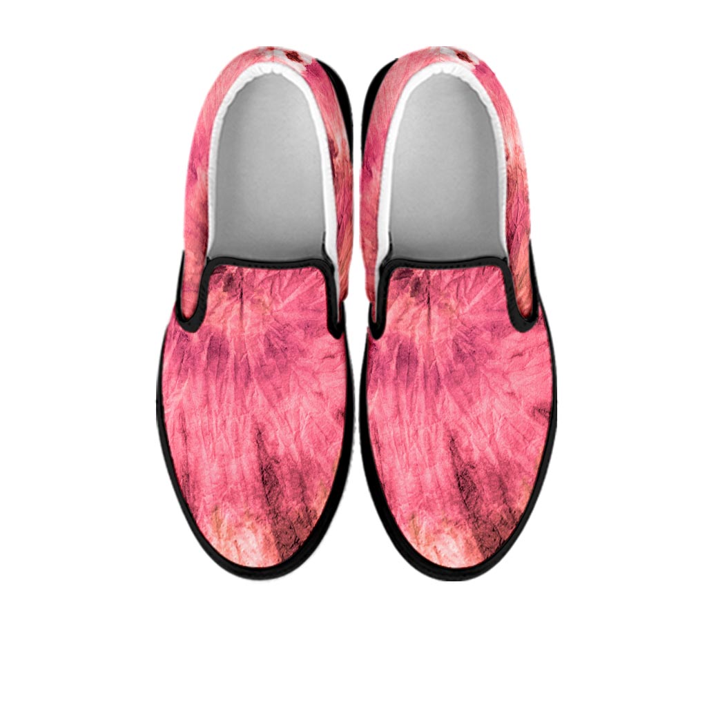 Pink Tie Dye Print Women's Slip On Sneakers-grizzshop