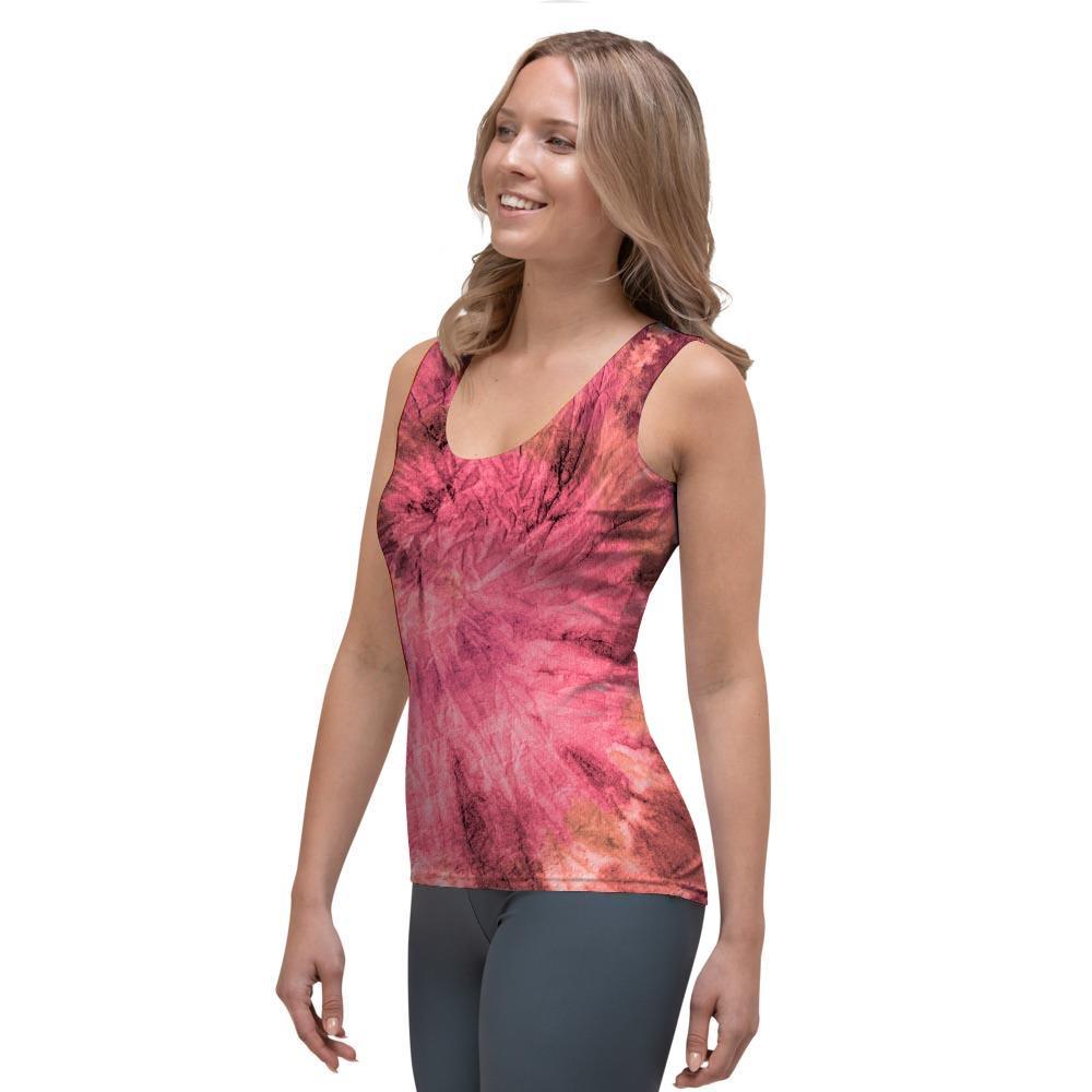 Pink Tie Dye Print Women's Tank Top-grizzshop