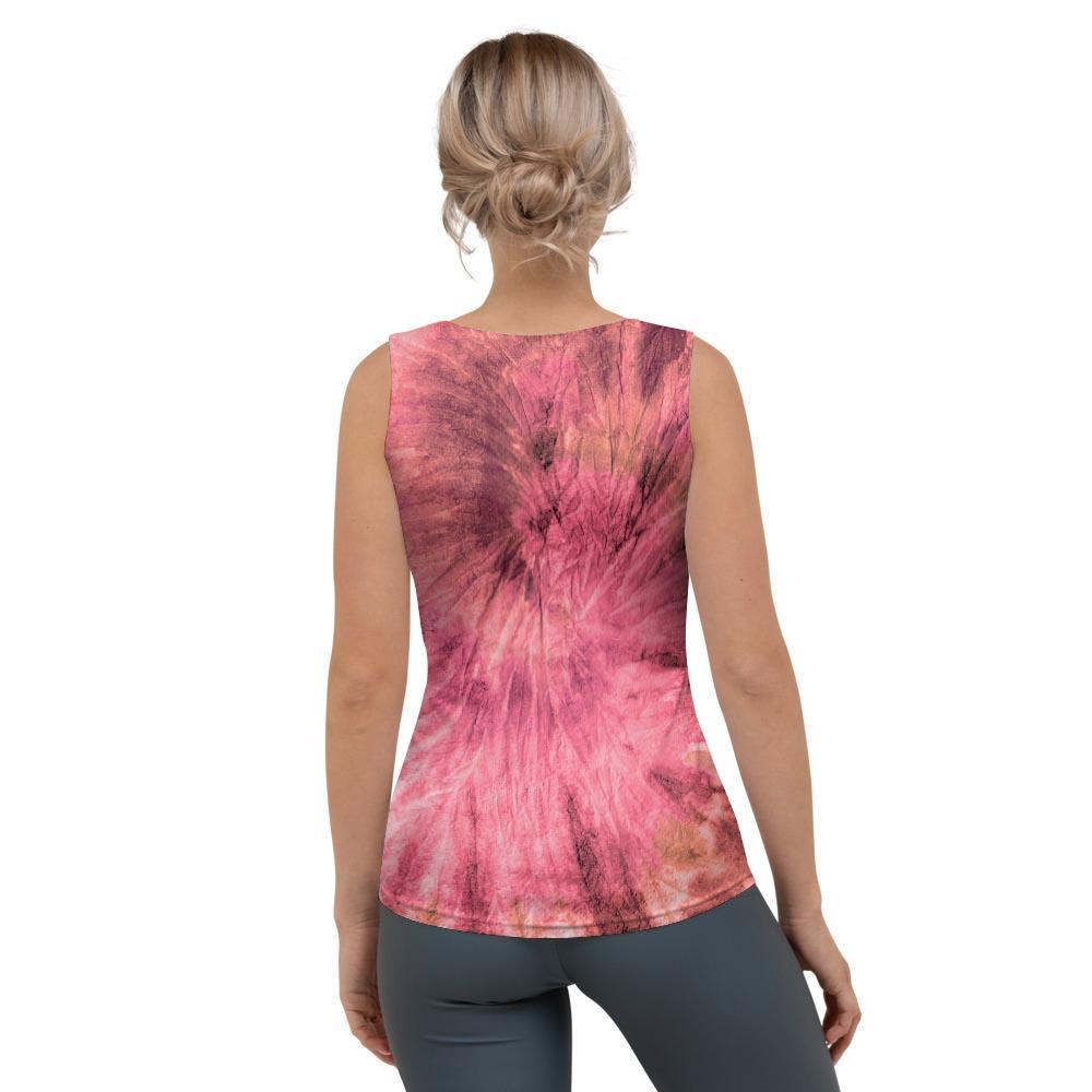 Pink Tie Dye Print Women's Tank Top-grizzshop