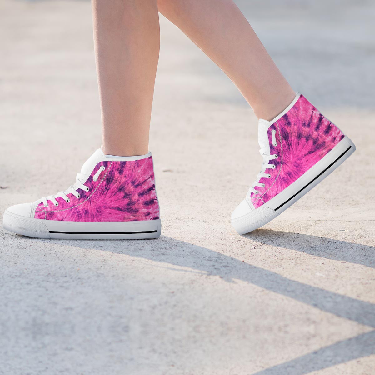 Pink Tie Dye Women's High Top Shoes-grizzshop