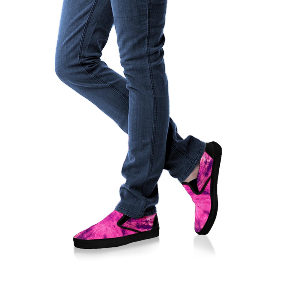 Pink Tie Dye Women's Slip On Sneakers-grizzshop