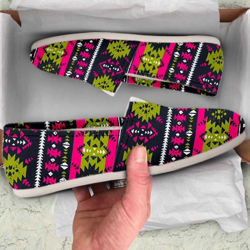 Pink Tribal Aztec Grunge Canvas Shoes-grizzshop