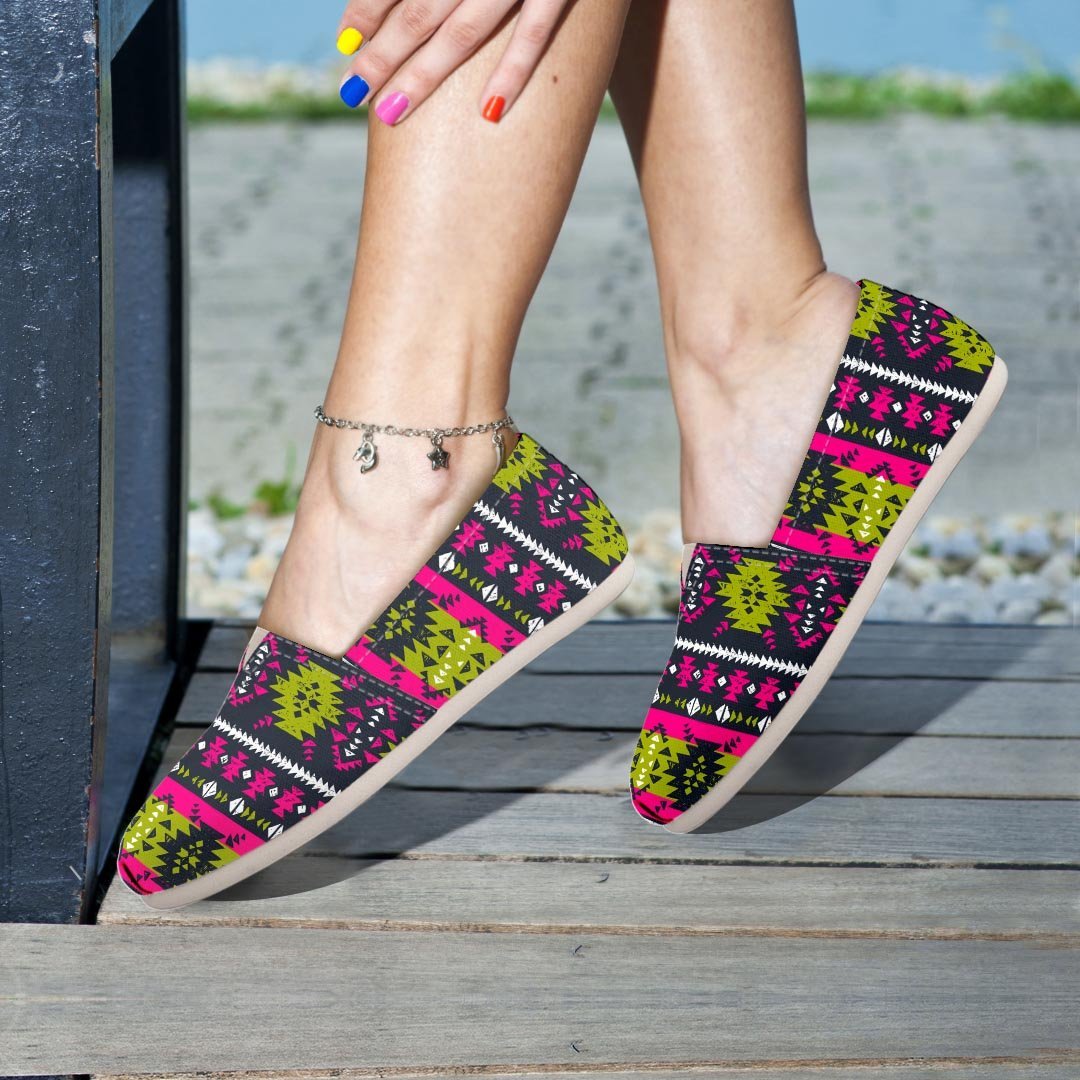 Pink Tribal Aztec Grunge Canvas Shoes-grizzshop