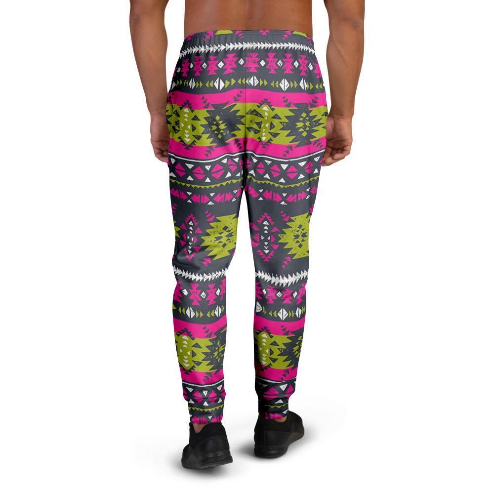 Pink Tribal Aztec Grunge Men's Joggers-grizzshop