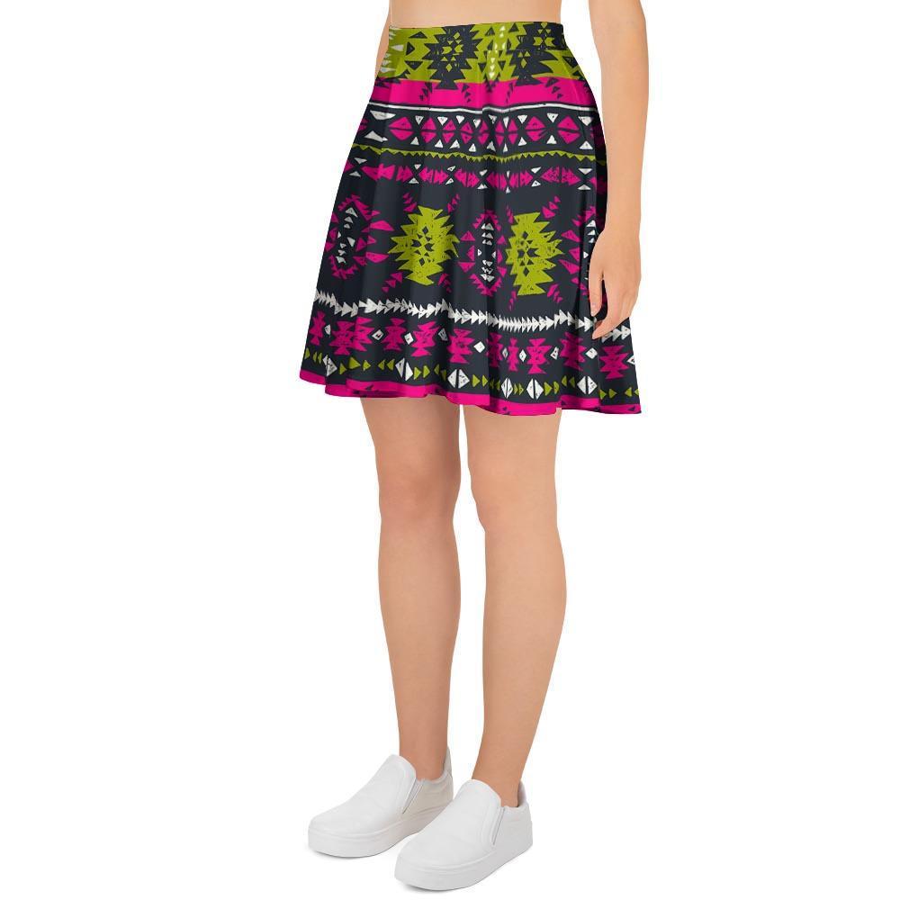 Pink Tribal Aztec Grunge Women's Skirt-grizzshop