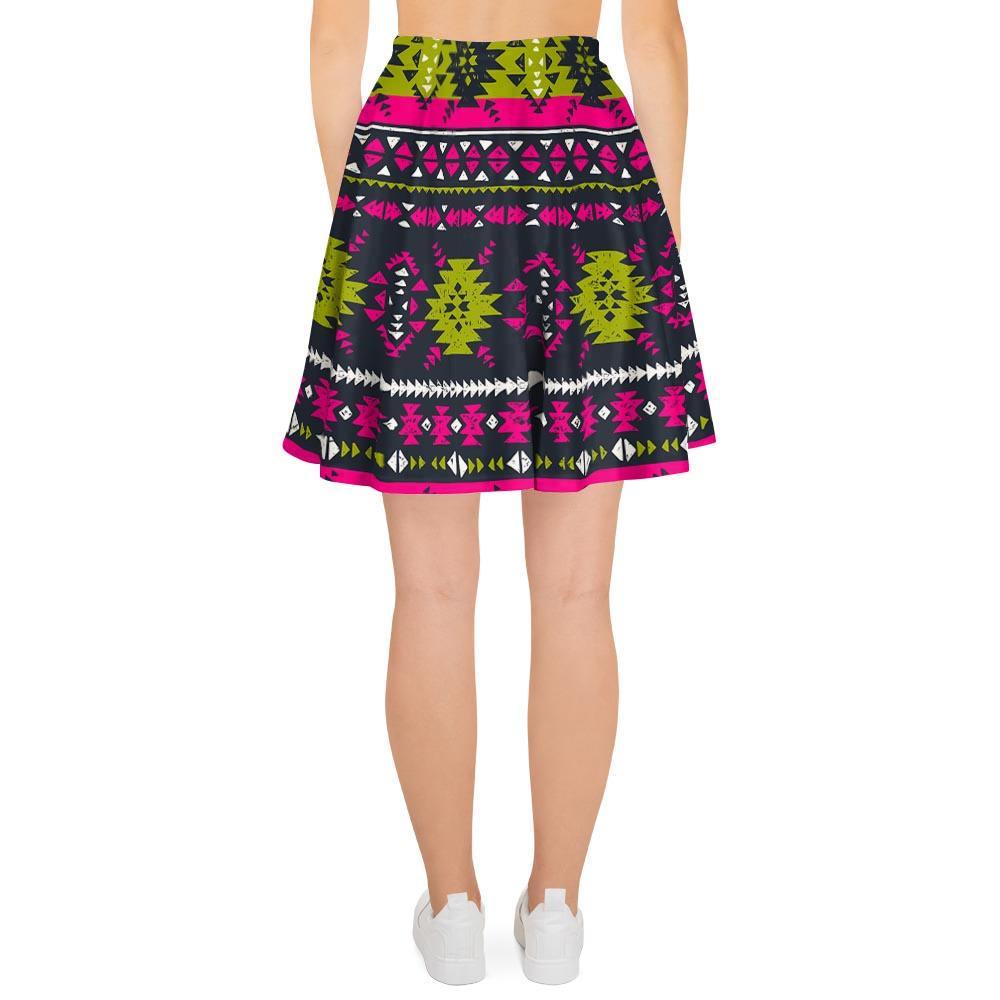 Pink Tribal Aztec Grunge Women's Skirt-grizzshop