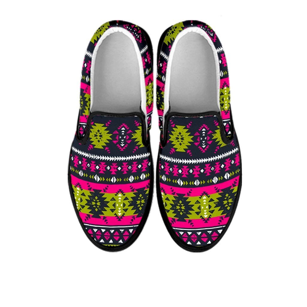 Pink Tribal Aztec Grunge Women's Slip On Sneakers-grizzshop