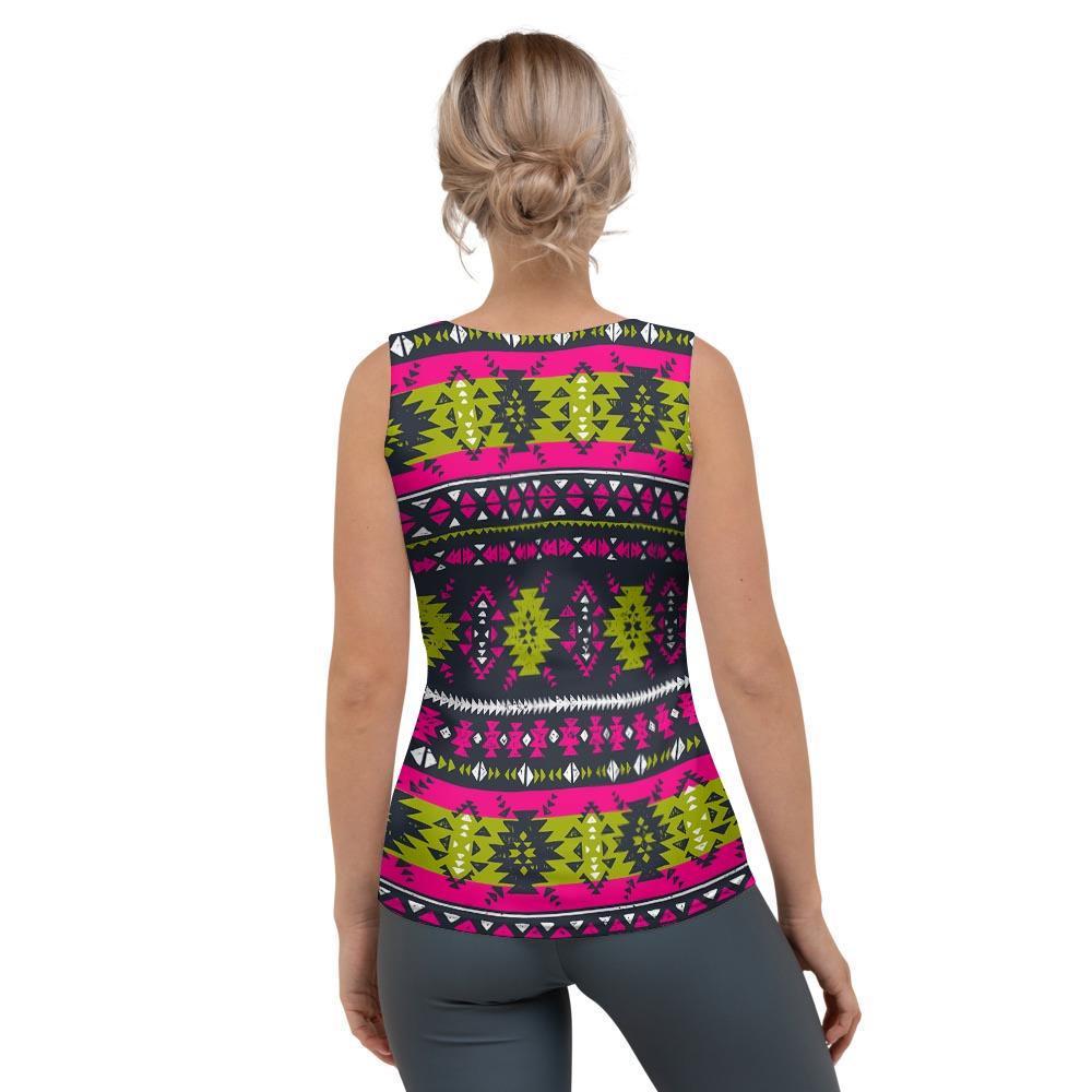 Pink Tribal Aztec Grunge Women's Tank Top-grizzshop