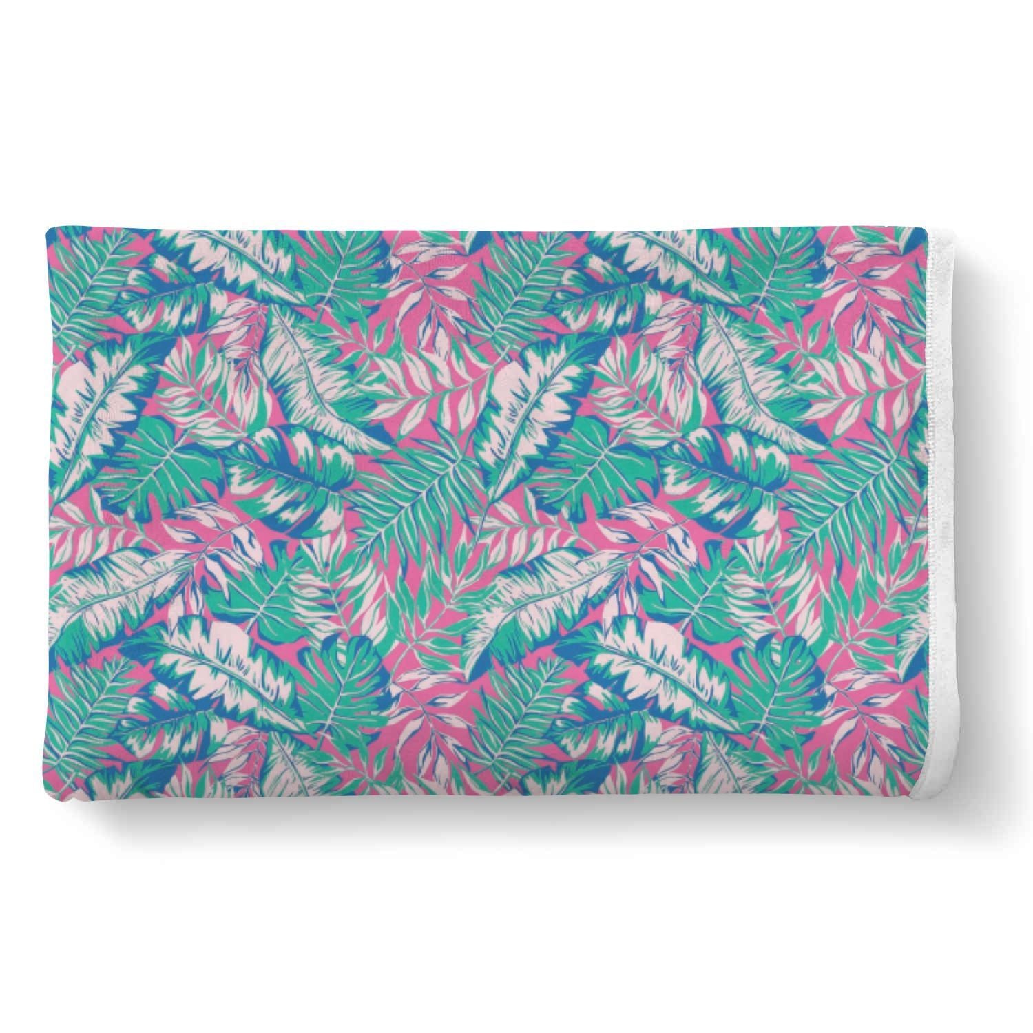 Pink Tropical Palm Leaves Hawaiian Pattern Print Throw Blanket-grizzshop