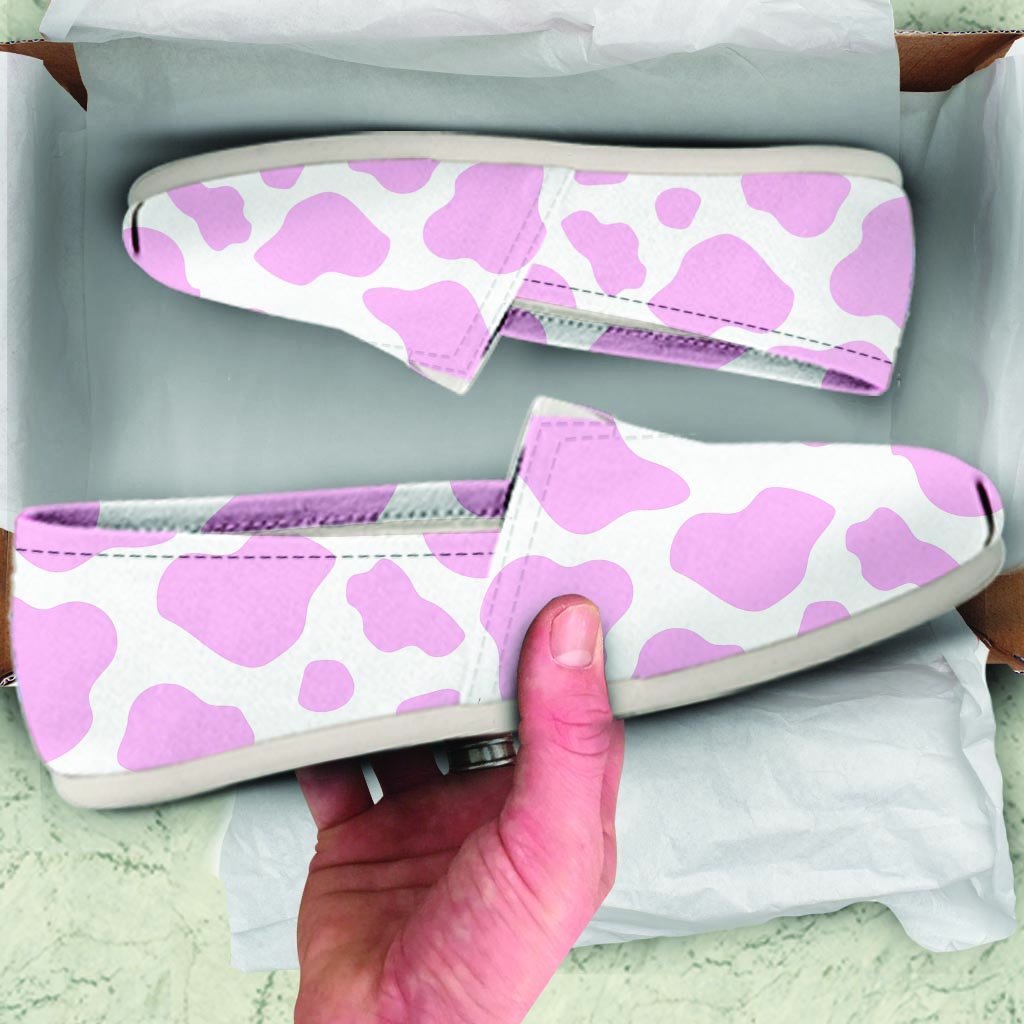 Pink White Cow Print Canvas Shoes-grizzshop