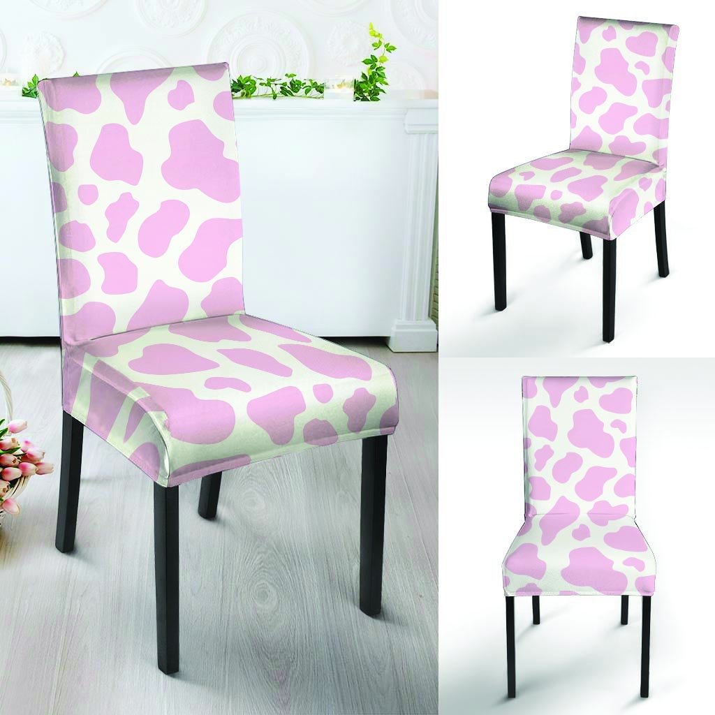 Pink White Cow Print Chair Cover-grizzshop