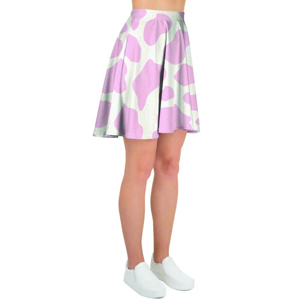 Pink White Cow Print Women's Skirt-grizzshop