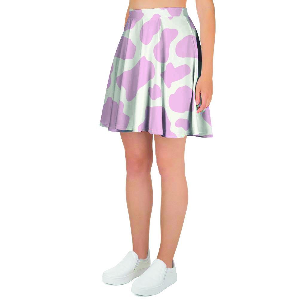 Pink White Cow Print Women's Skirt-grizzshop