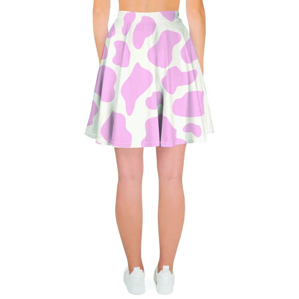 Pink White Cow Print Women's Skirt-grizzshop