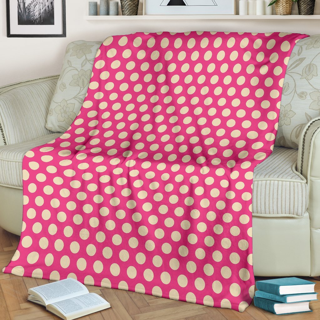 Pink White Polka dot Pattern Print Blanket-grizzshop