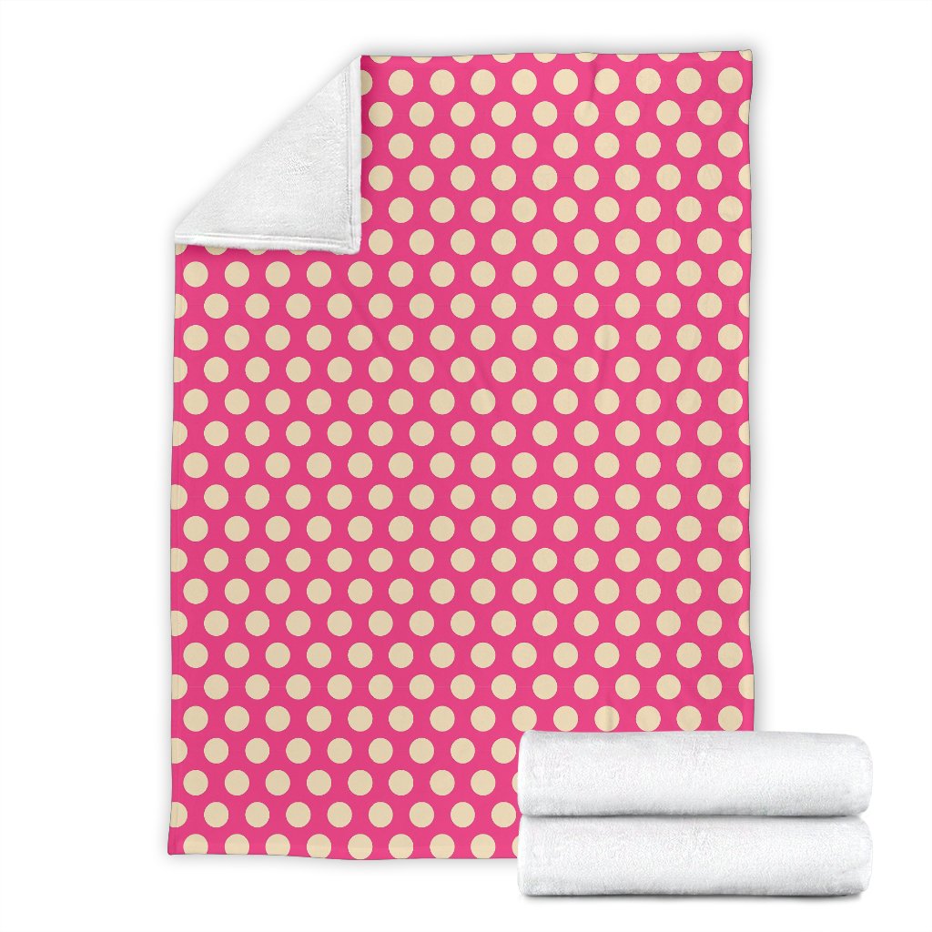 Pink White Polka dot Pattern Print Blanket-grizzshop