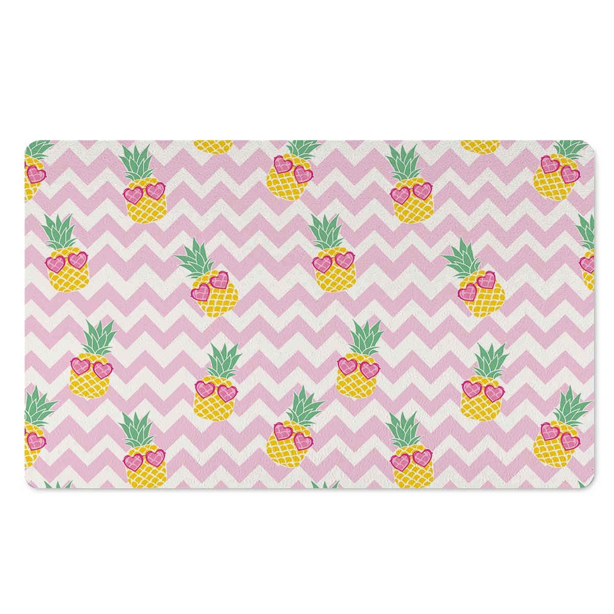 Pink Zig Zag Pineapple Print Door Mat-grizzshop