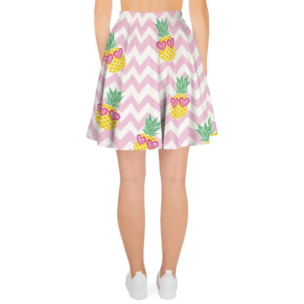Pink Zig Zag Pineapple Print Women's Skirt-grizzshop