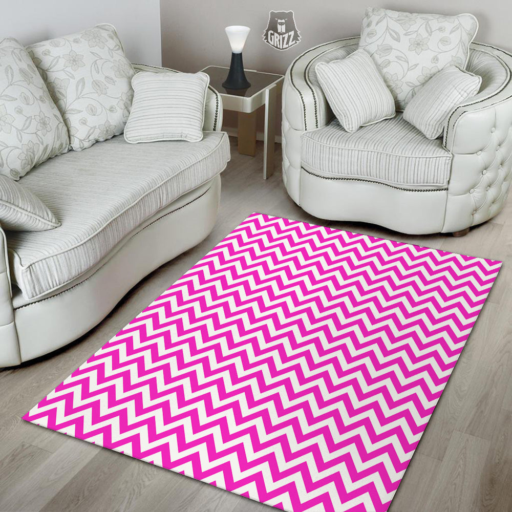 Pink Zigzag Print Pattern Floor Mat-grizzshop