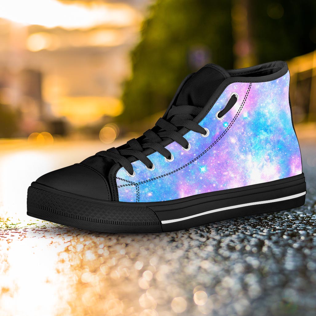 Pink and Blue Galaxy Space Women's High Top Shoes-grizzshop