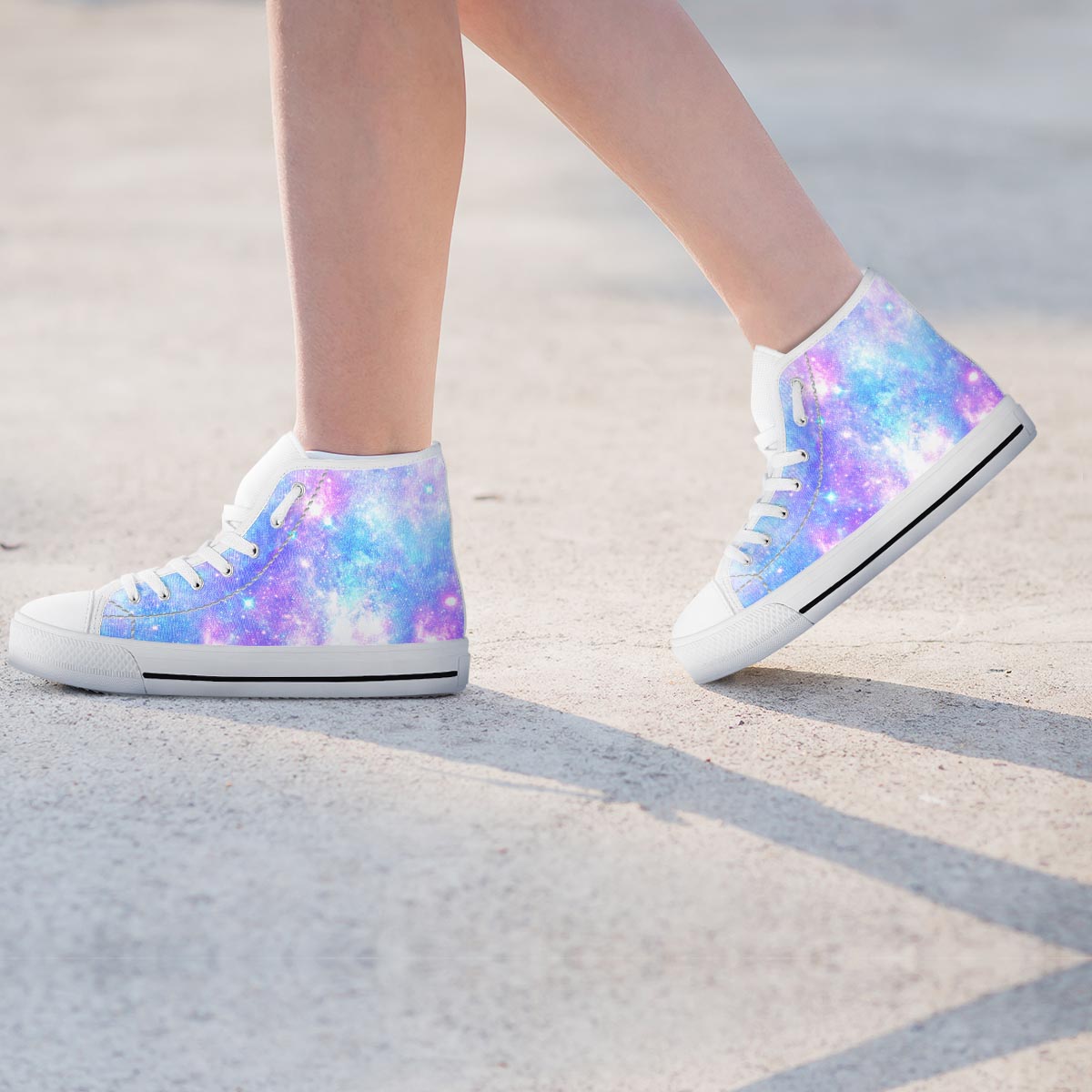 Pink and Blue Galaxy Space Women's High Top Shoes-grizzshop
