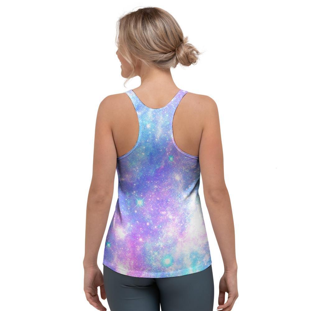 Pink and Blue Galaxy Space Women's Racerback Tank Top-grizzshop