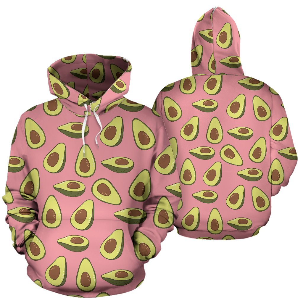 Pink Avocado Pattern Print Women Men Pullover Hoodie-grizzshop