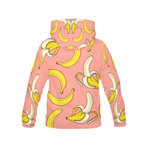 Pink Banana Pattern Print Men Pullover Hoodie-grizzshop