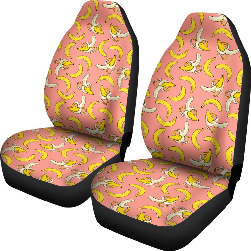 Pink Banana Pattern Print Universal Fit Car Seat Cover-grizzshop