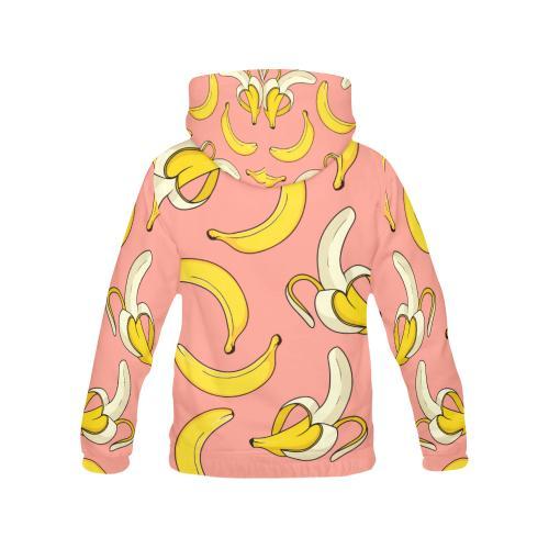 Pink Banana Pattern Print Women Pullover Hoodie-grizzshop