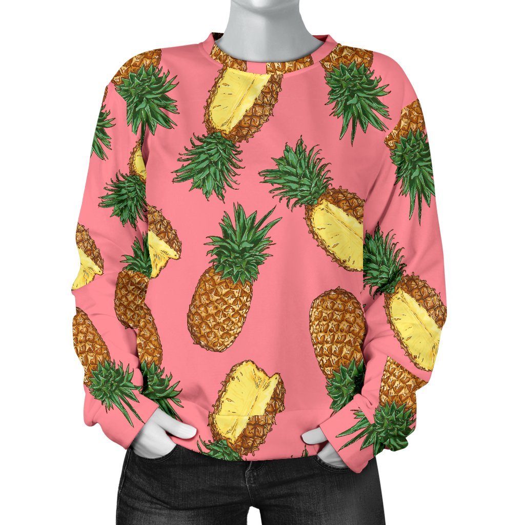 Pink Cutting Pineapple Print Sweatshirt-grizzshop