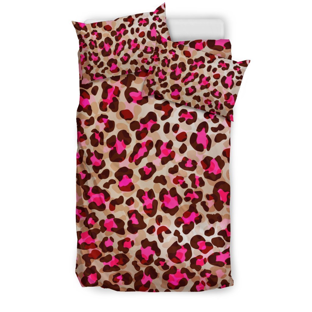 Pink Dot Cheetah Leopard Pattern Print Duvet Cover Bedding Set-grizzshop