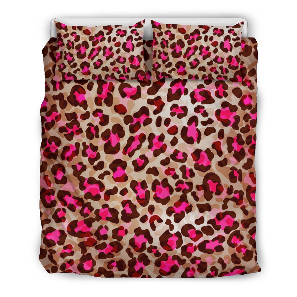Pink Dot Cheetah Leopard Pattern Print Duvet Cover Bedding Set-grizzshop