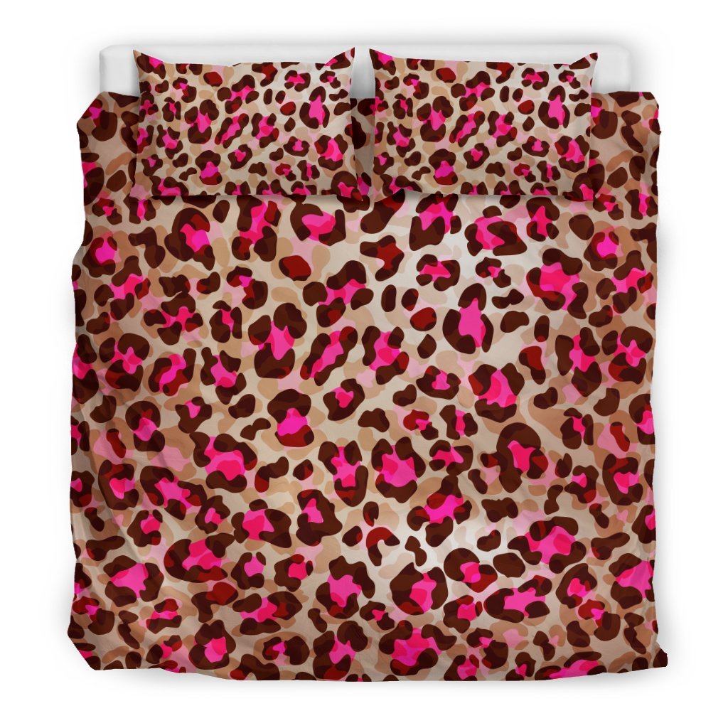 Pink Dot Cheetah Leopard Pattern Print Duvet Cover Bedding Set-grizzshop