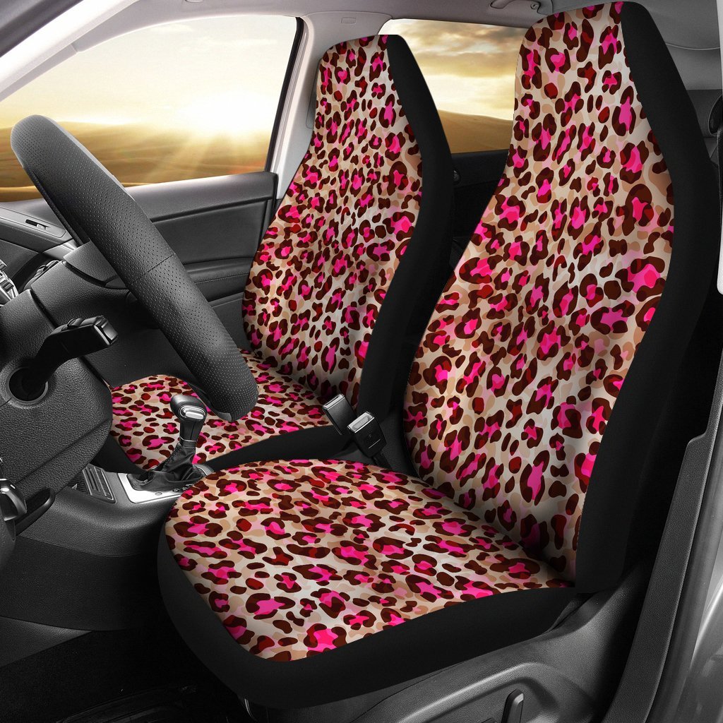 Pink Dot Cheetah Leopard Pattern Print Universal Fit Car Seat Cover-grizzshop