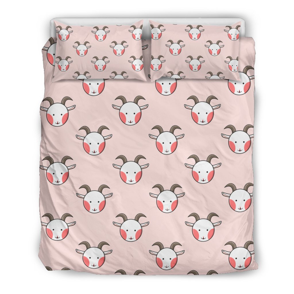 Pink Goat Sheep Pattern Print Duvet Cover Bedding Set-grizzshop