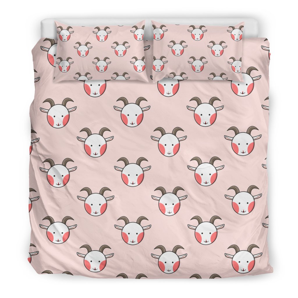 Pink Goat Sheep Pattern Print Duvet Cover Bedding Set-grizzshop