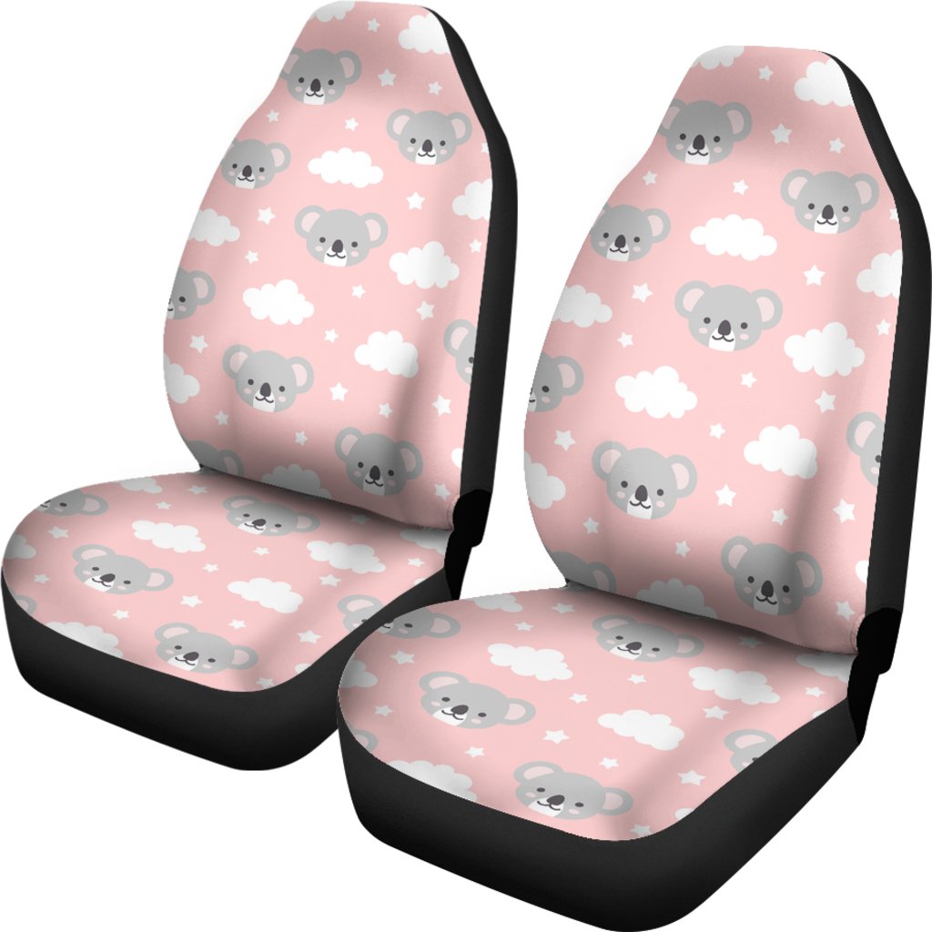 Pink Koala Pattern Print Universal Fit Car Seat Cover-grizzshop