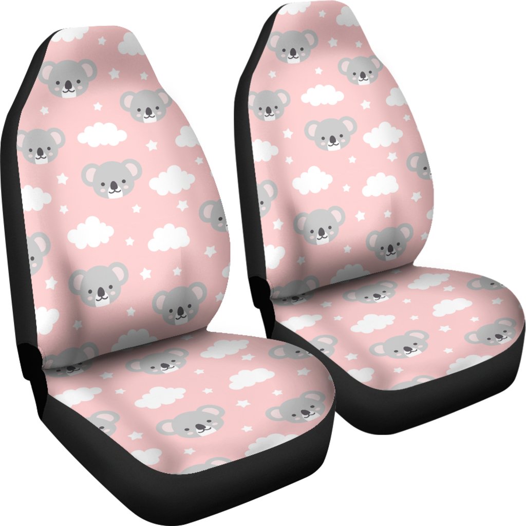 Pink Koala Pattern Print Universal Fit Car Seat Cover-grizzshop