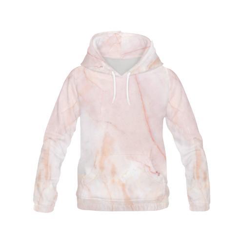 Pink Marble Pattern Print Women Pullover Hoodie-grizzshop