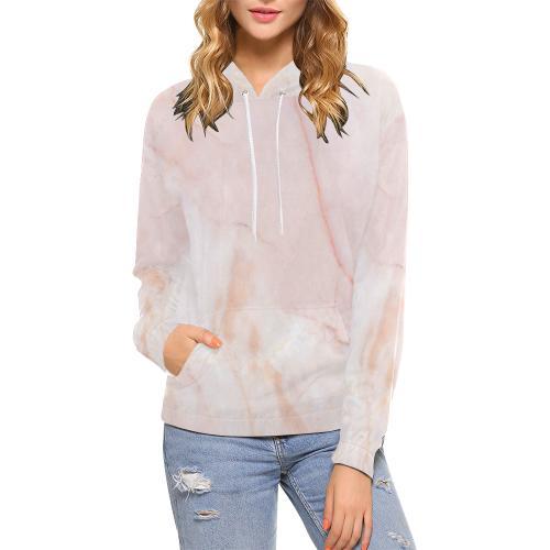 Pink Marble Pattern Print Women Pullover Hoodie-grizzshop