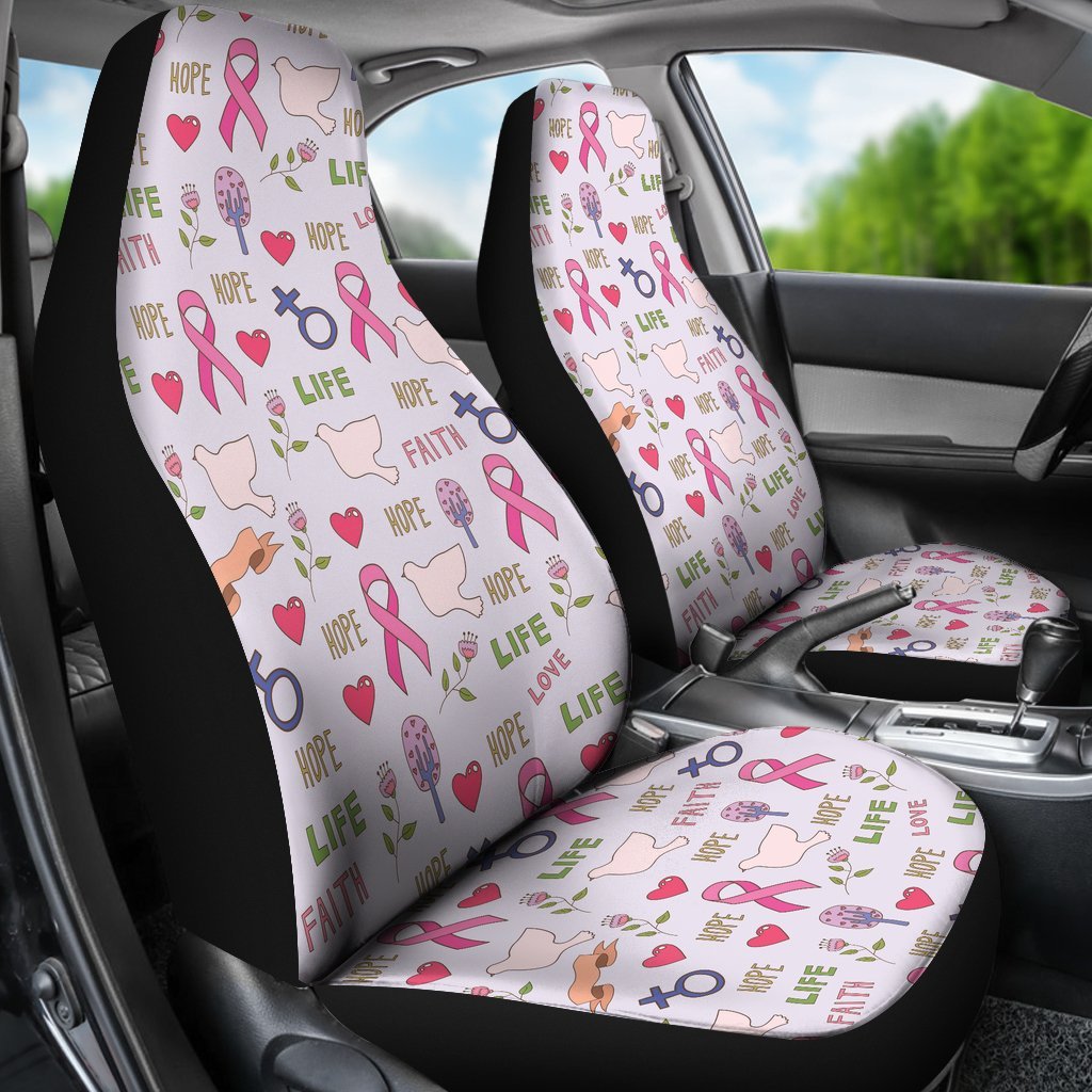 Pink Ribbon Breast Cancer Awareness Pattern Print Universal Fit Car Seat Cover-grizzshop