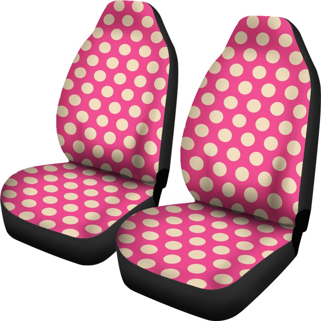 Pink White Polka dot Universal Fit Car Seat Cover-grizzshop