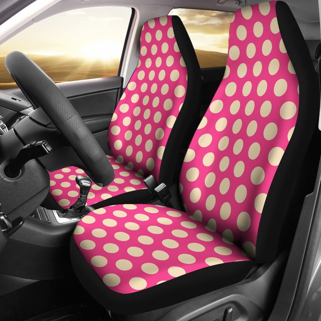 Pink White Polka dot Universal Fit Car Seat Cover-grizzshop