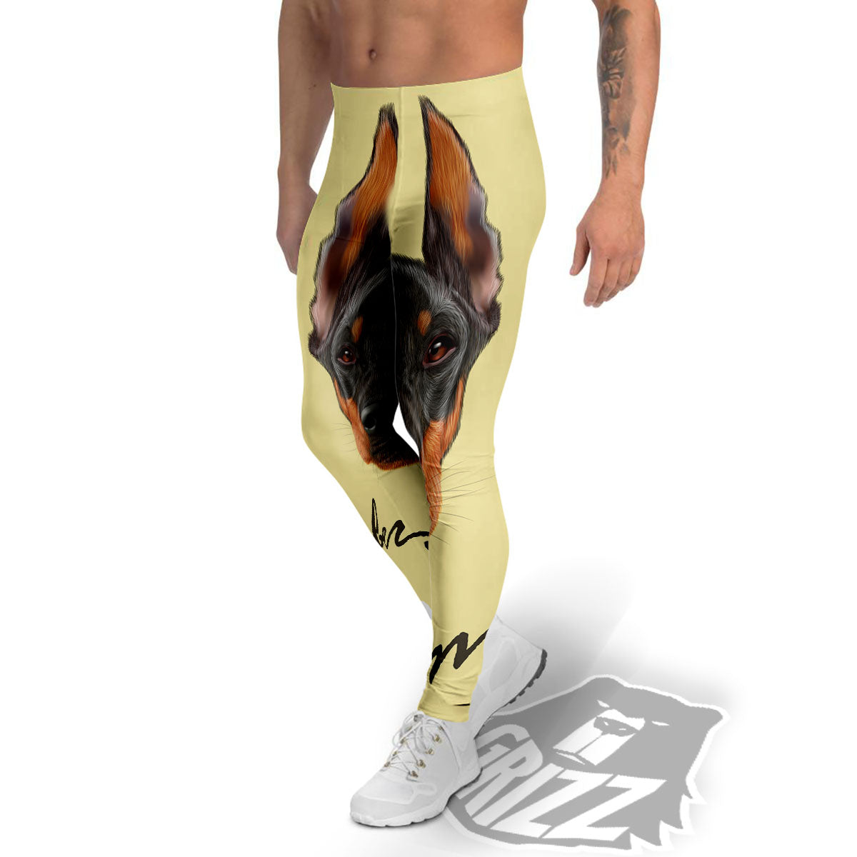 Pinscher Doberman Print Men's Leggings-grizzshop