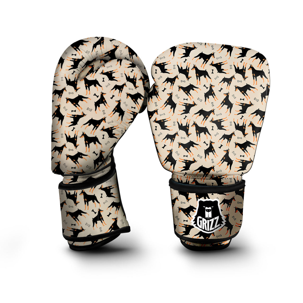 Pinscher Doberman Print Pattern Boxing Gloves-grizzshop