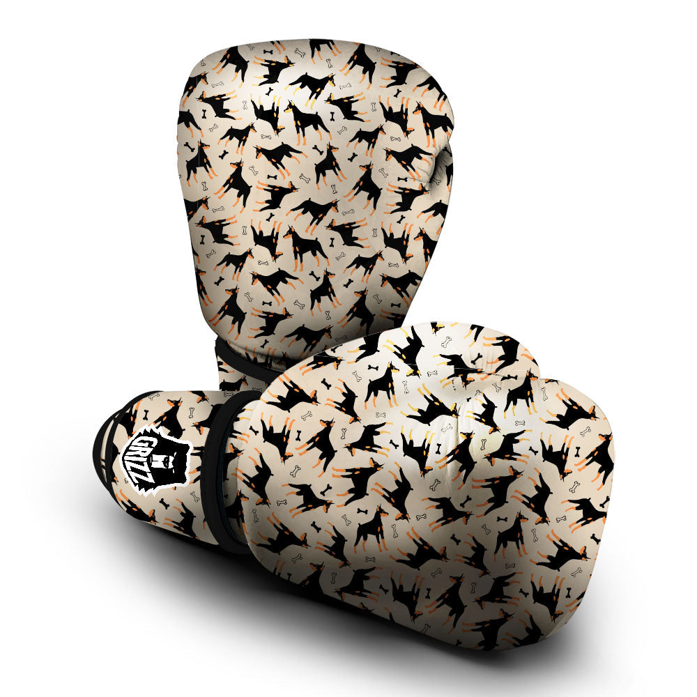 Pinscher Doberman Print Pattern Boxing Gloves-grizzshop