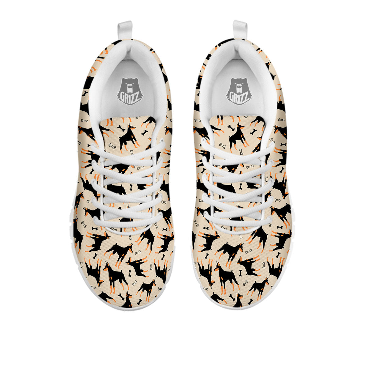 Pinscher Doberman Print Pattern White Sneaker-grizzshop