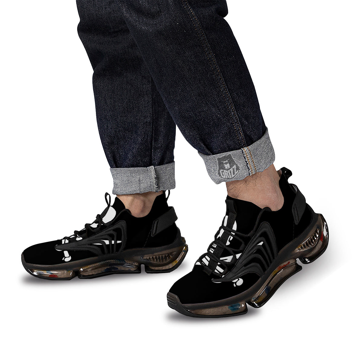 Pirate Flag Calico Jack Print Black Gym Shoes-grizzshop
