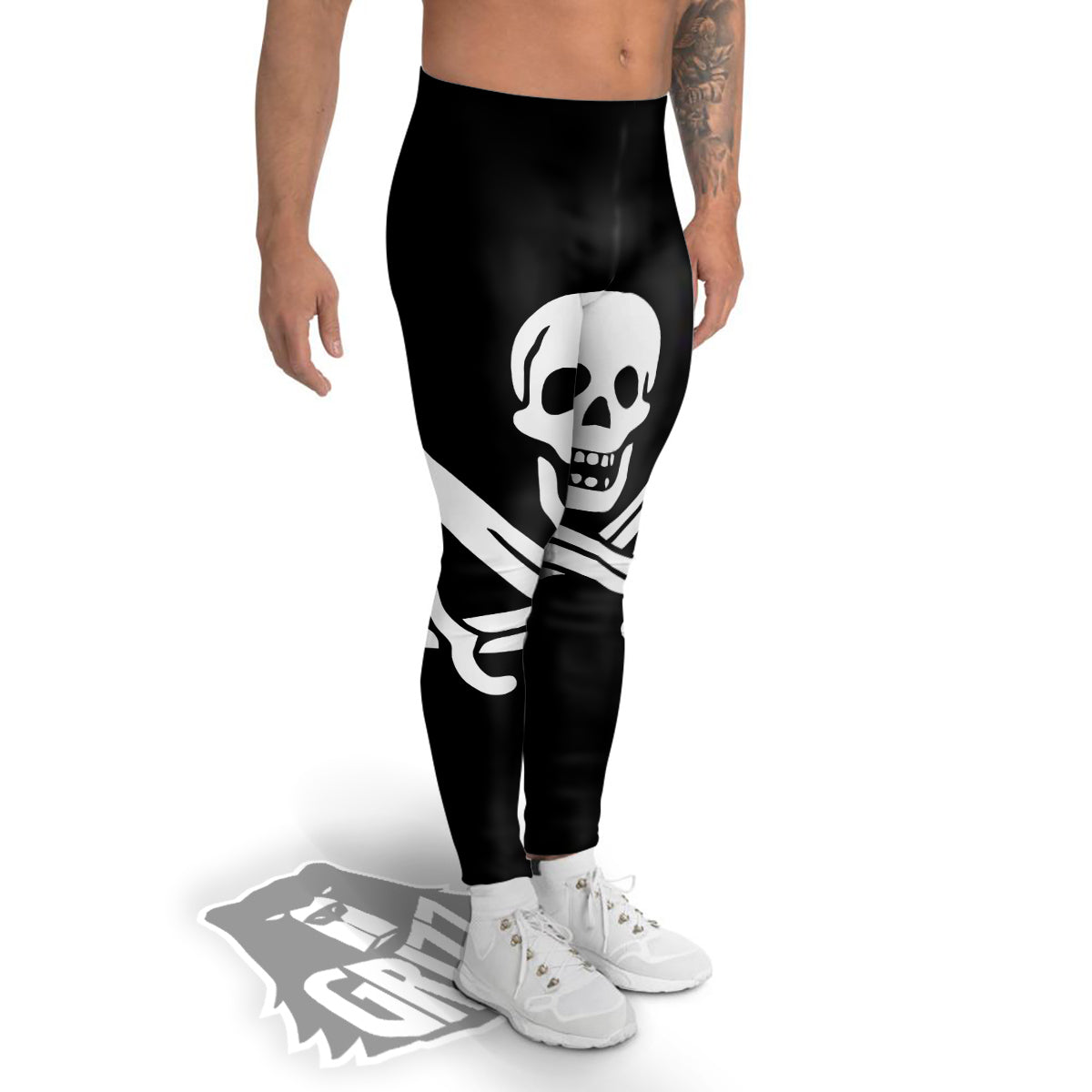 Pirate Flag Calico Jack Print Men's Leggings-grizzshop